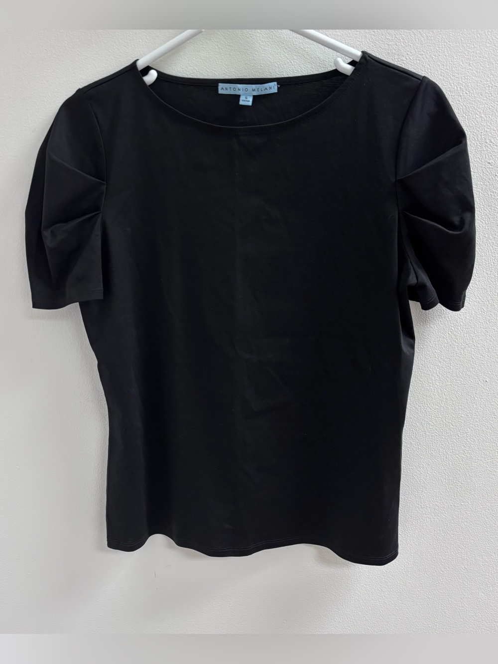 Antonio Melani Black Puff Sleeve Knit Top Women’s Small Classic Career Blouse